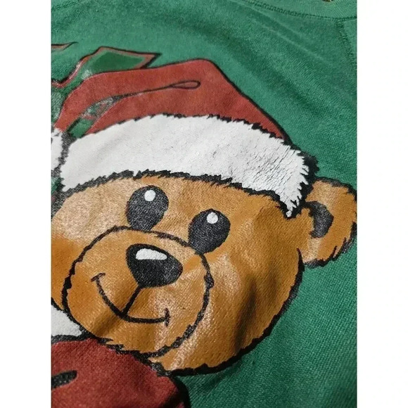 Vintage Teddy Bear Santa Hug Me Crewneck Sweatshirt XL Tultex - Picture 2 of 6